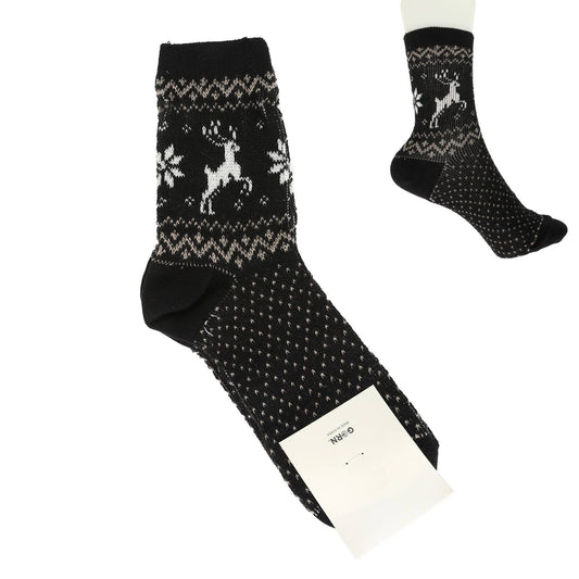 Christmas Theme Comfort Novelty Socks : Black