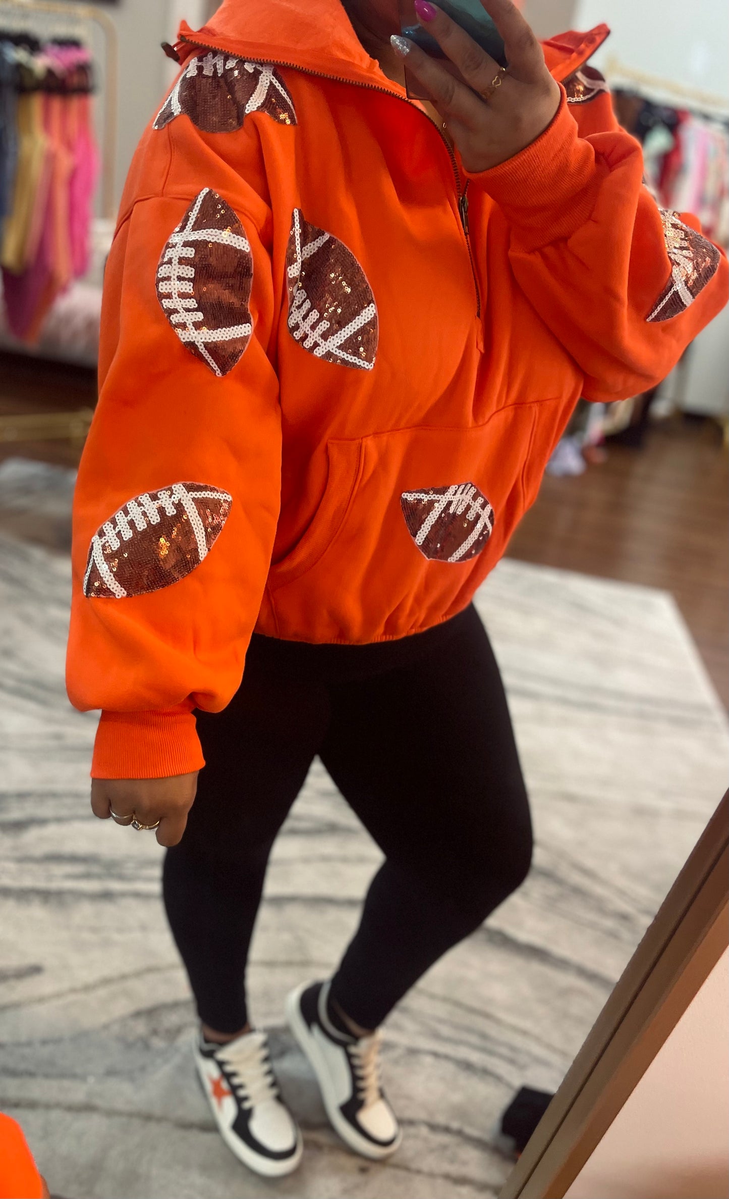 Trendy Football half zip hoodie