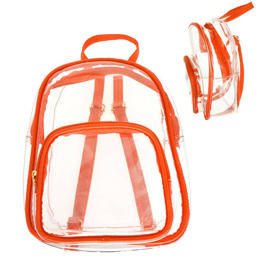 Clear Transparent Stadium Approved Backpack : Orange