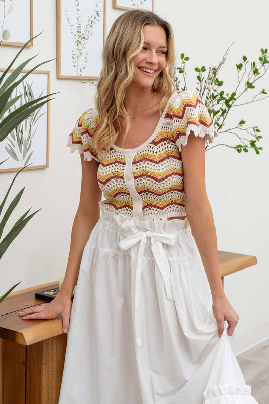 Sienna Multi Chevron Crochet Top