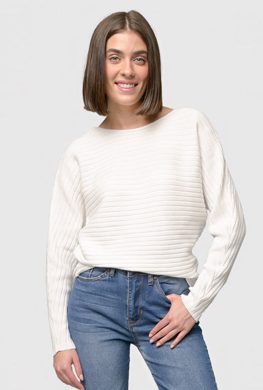 Ribbed Winter White Sweater