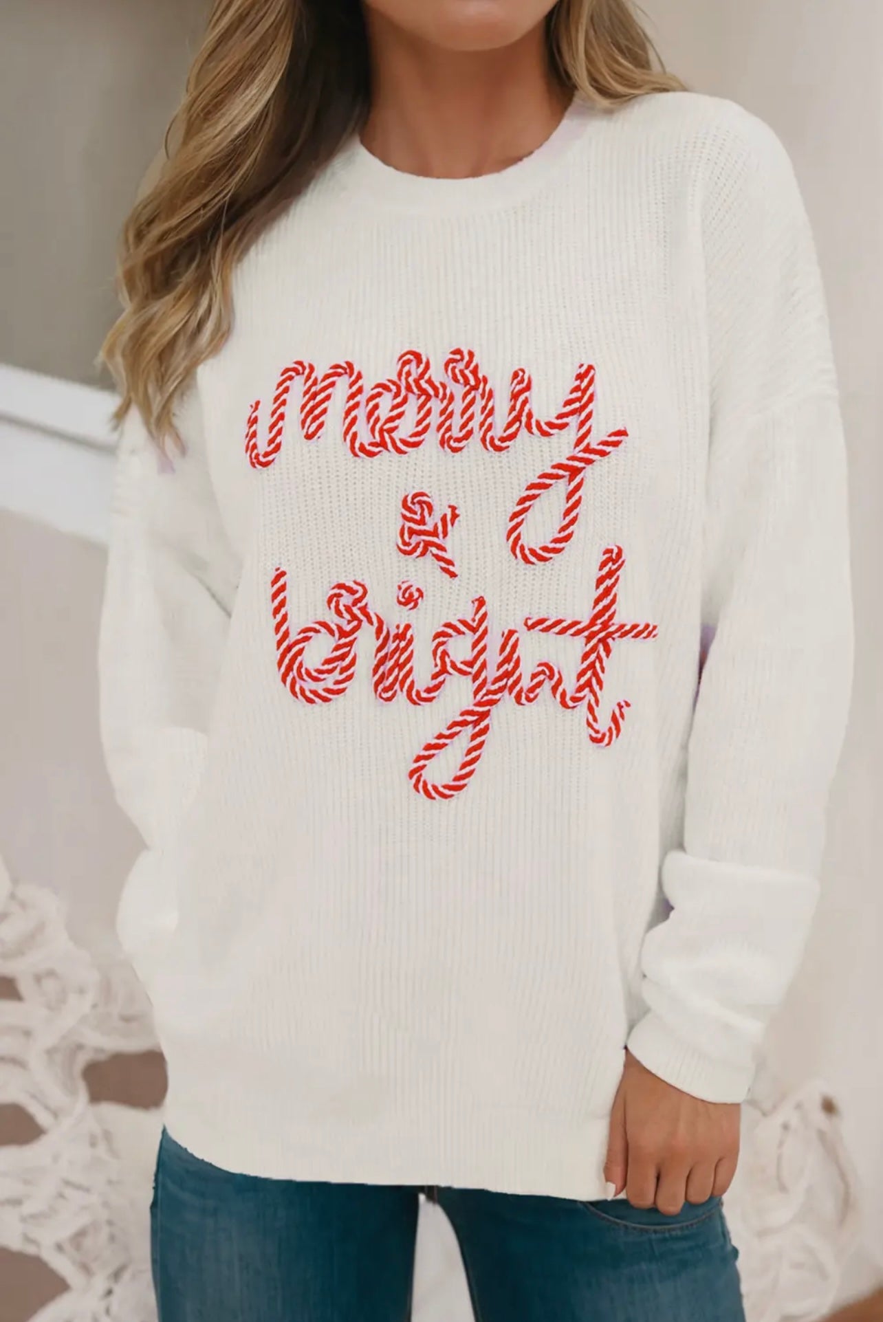 Candy Cane Merry & Bright Sweater