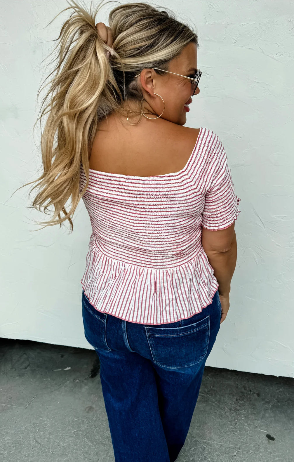 Essie Stripe Smocked Top