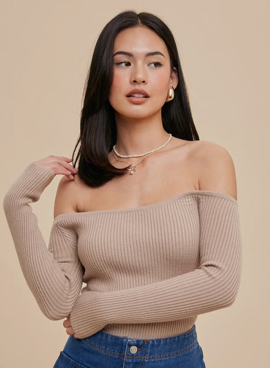 Off the shoulder ribbed top