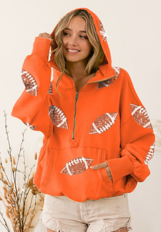 Trendy Football half zip hoodie