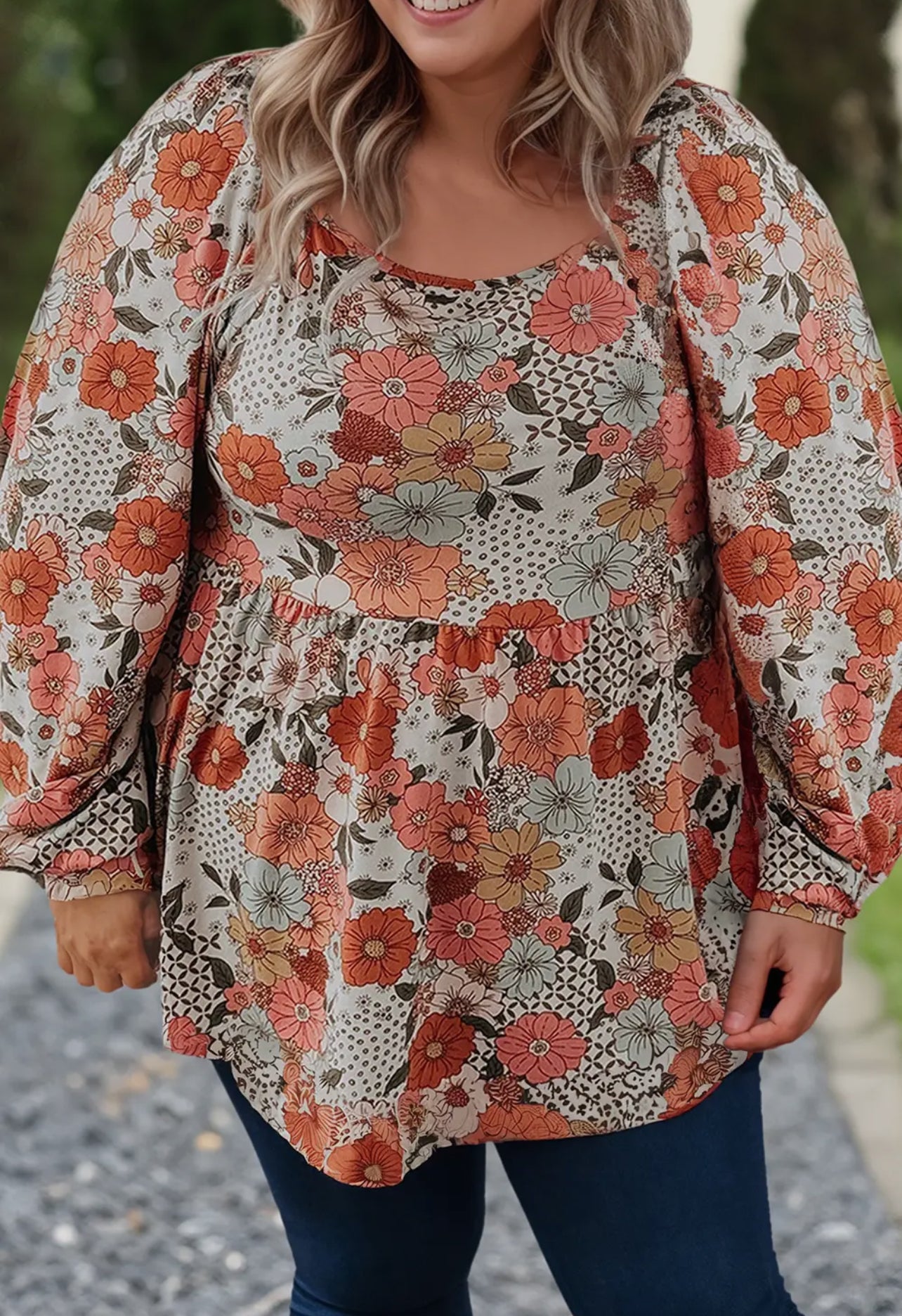 Curvy Floral Peplum Top