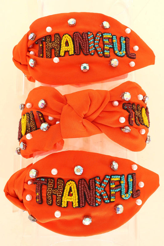 Thankful Thanksgiving Crystal Beaded Headband