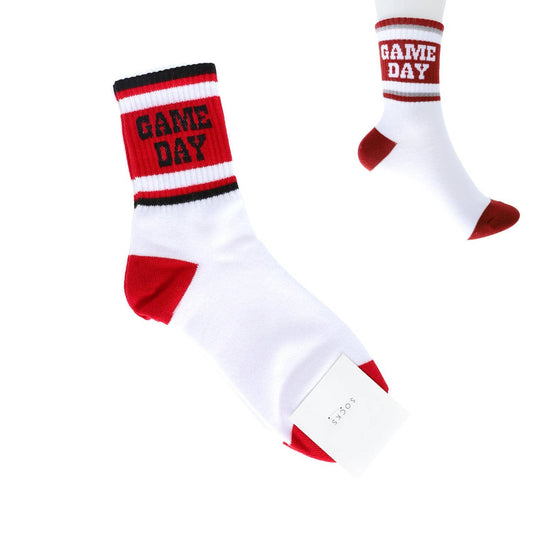 "Game Day" Stripe Cotton Knit Crew Socks