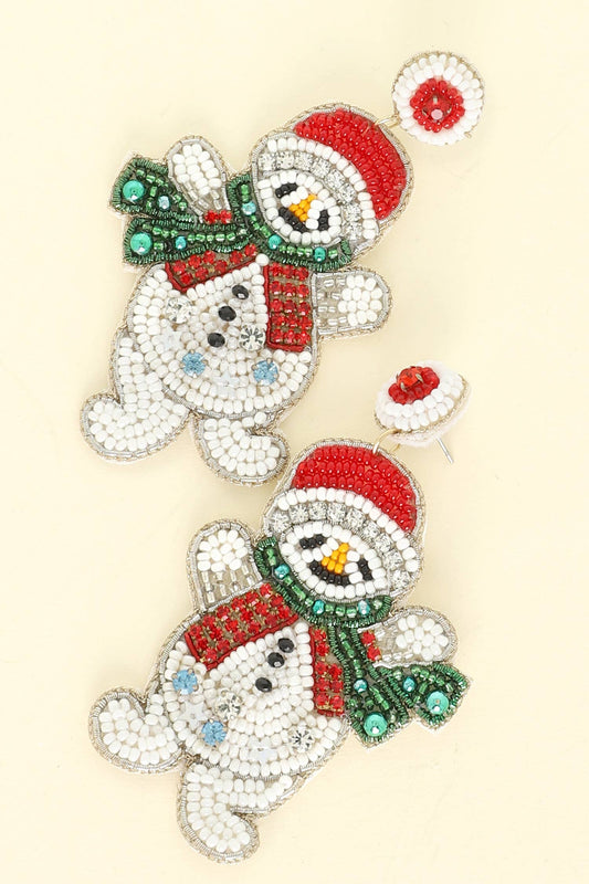 Christmas Scarfed Snowman Post Earrings