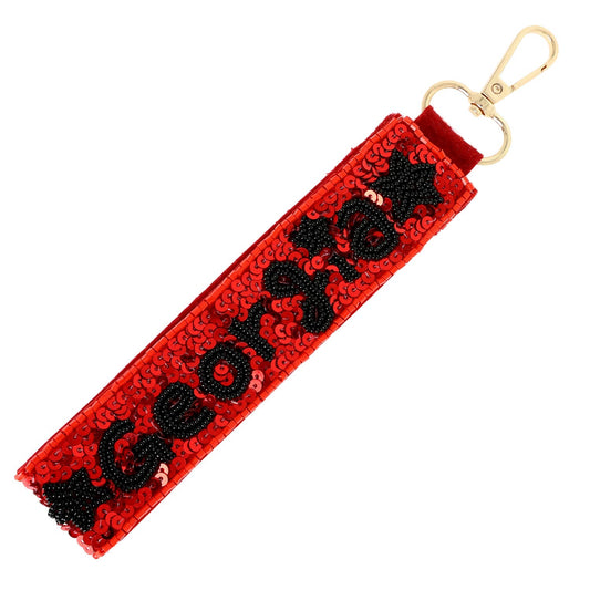 College State Seed Beaded Sequins KeyChain : Georgia